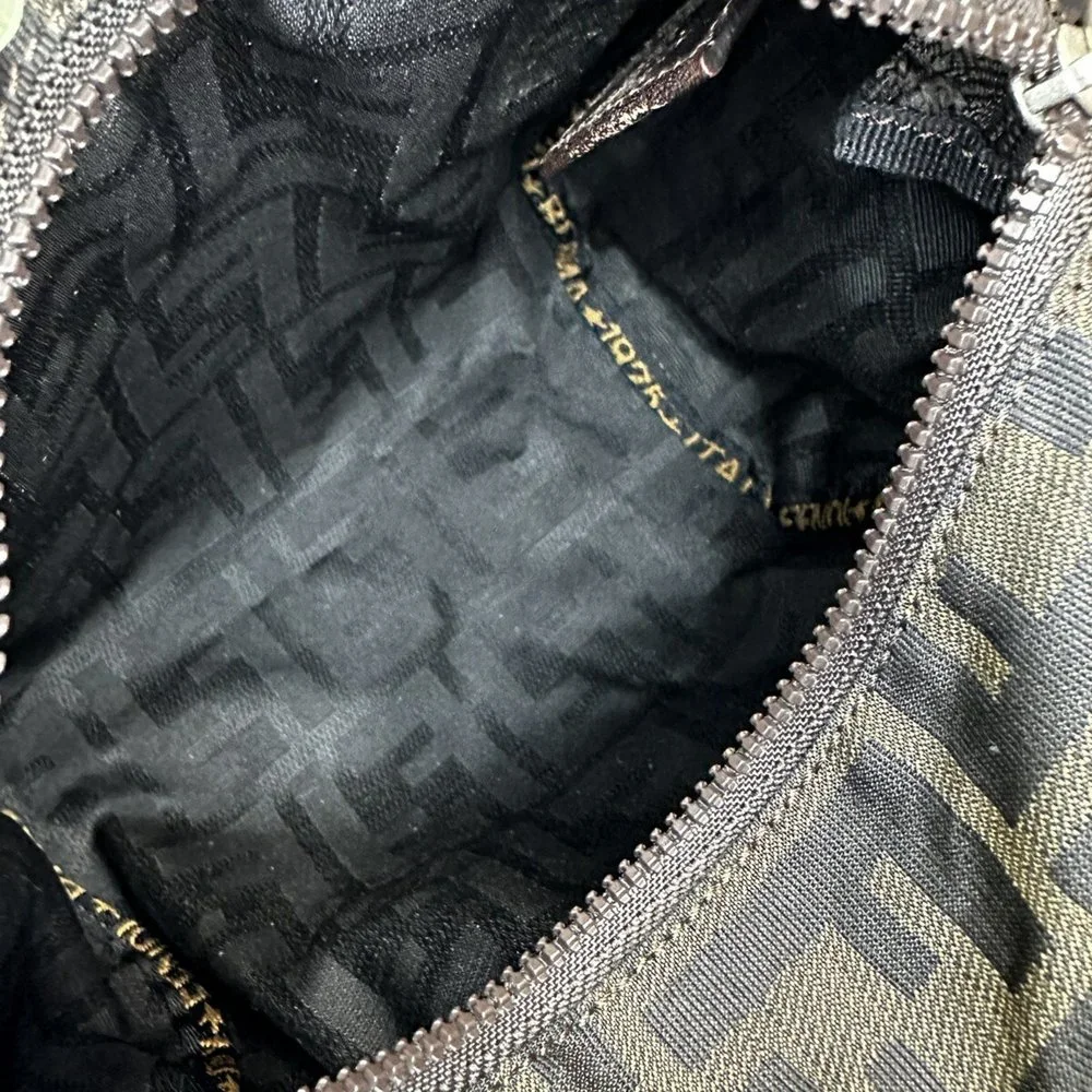 Authentic FENDI 2151/26541/009 Mini Handbag Pouch Zucca Nylon Canvas Khaki Brown - Picture 7 of 7